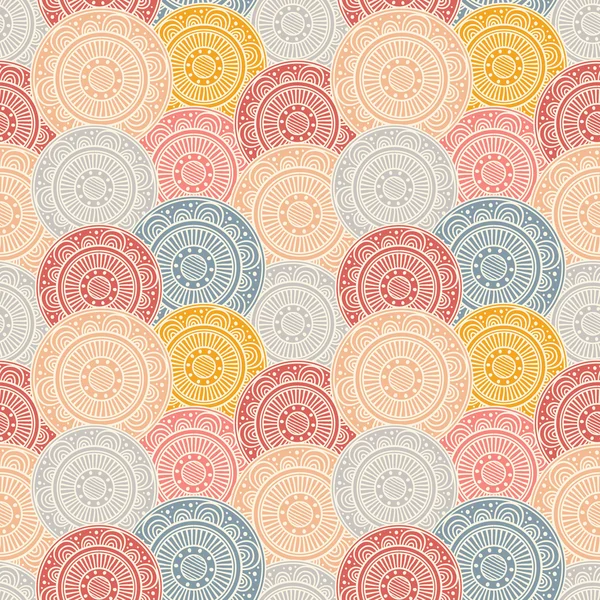Cercles à motifs colorés, fond sans couture — Image vectorielle