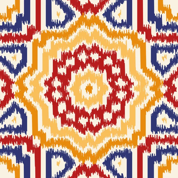 Бесшовный геометрический узор, ткань в стиле икат . — стоковый вектор