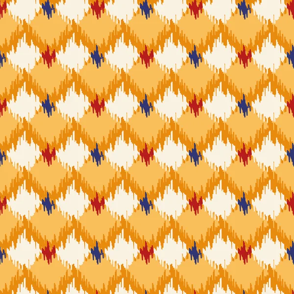 Seamless geometric pattern, ikat fabric style. — Stock Vector