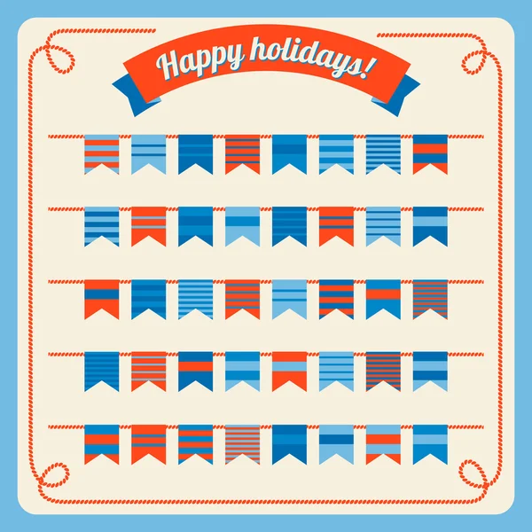 Set of bunting and garland, with banners — Stock Vector