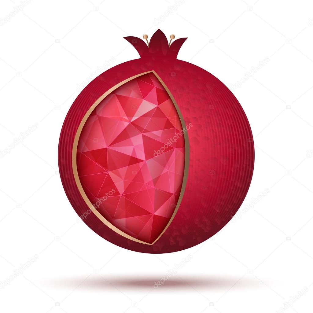 Ripe red pomegranate, vector illustration.