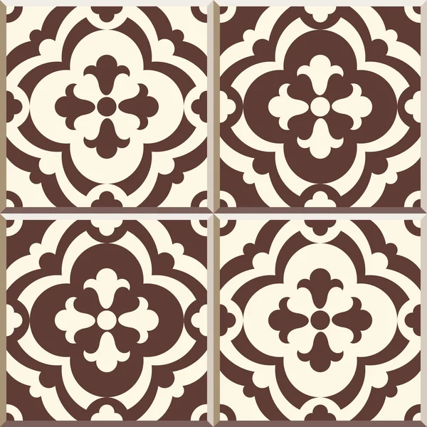 Patern azulejos de piso retro, conjunto de cuatro patrones — Vector de stock