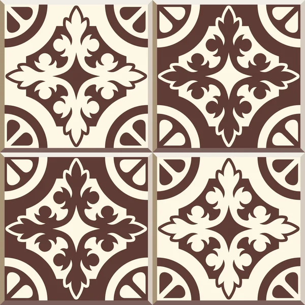 Patern azulejos de piso retro, conjunto de cuatro patrones — Vector de stock