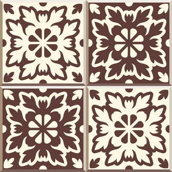 Patern azulejos de piso retro, conjunto de cuatro patrones — Vector de stock