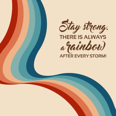 Çarpık gökkuşağı bayrağı dalgası. 80 'lerin sanat retro gökkuşağı vektör illüstrasyonunu ilham verici bir alıntıyla geri çek. Soyut gökkuşağı lgbt bayrak arkaplanı, turkuaz ve turuncu retro renkler 1970 'ler.