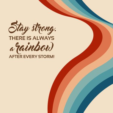 Çarpık gökkuşağı bayrağı dalgası. 80 'lerin sanat retro gökkuşağı vektör illüstrasyonunu ilham verici bir alıntıyla geri çek. Soyut gökkuşağı lgbt bayrak arkaplanı, turkuaz ve turuncu retro renkler 1970 'ler.