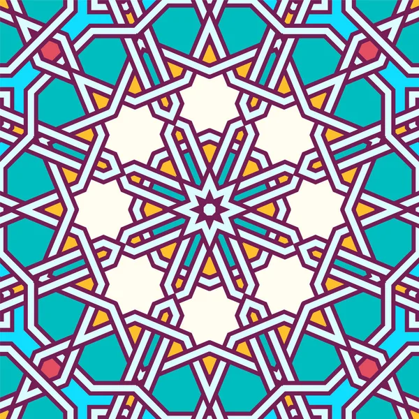 Intricate Moorish Eastern Pattern Seamless Vector Background Plain Colors Easy — Stock Vector