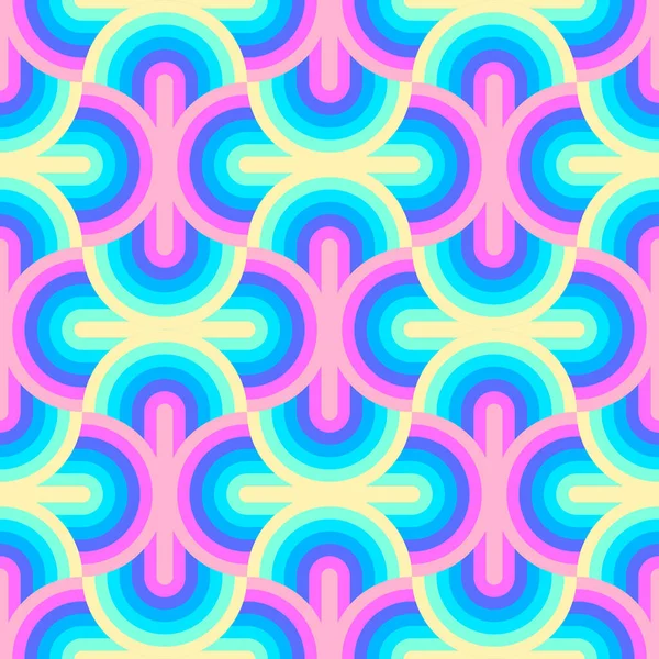 ユニコーンレインボーストライプパターン ネオンパステルの虹のイラスト シームレスなベクトル背景 人魚の鱗模様 概要幾何学波背景 — ストックベクタ