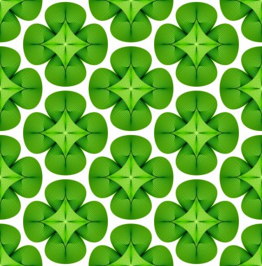 Green lucky clover leaves background. Seamless vector pattern. Green foliage jungle pattern. Irish shamrock St Patricks day pattern