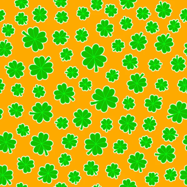 Green Lucky Clover Leaves Background Seamless Vector Pattern Green Foliage — Stock Vector