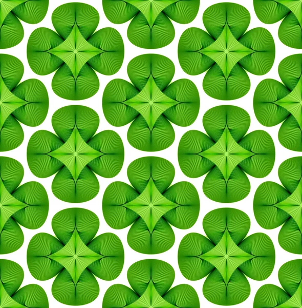 Green Lucky Clover Leaves Background Seamless Vector Pattern Green Foliage — Stock Vector