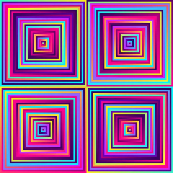 Crazy Squares Bright Geometric Pattern Bold Neon Colors Multicolor Lines — Stock Vector