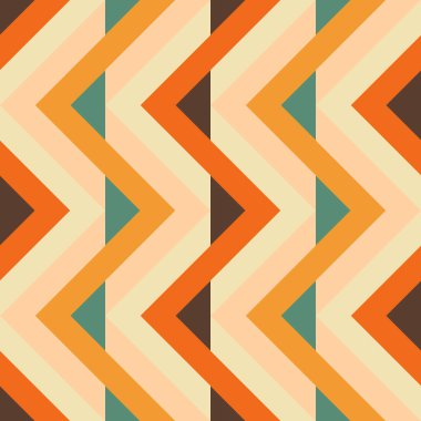 70 'lerin retro çizgileri, kusursuz vektör deseni. Soyut geometrik arkaplan, 1970 'ler tarzı, klasik renkler.