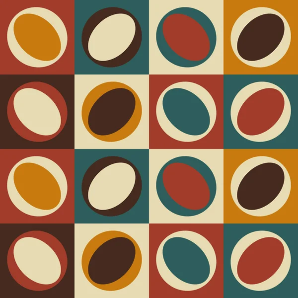 Patrón Moderno Sin Costuras Mediados Siglo Formas Geométricas Colores Retro — Archivo Imágenes Vectoriales