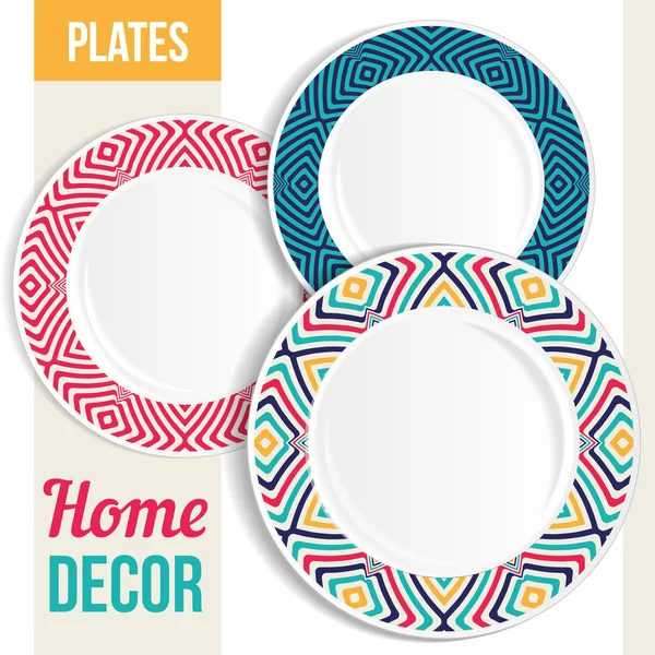 Conjunto de placas decorativas. — Vetor de Stock