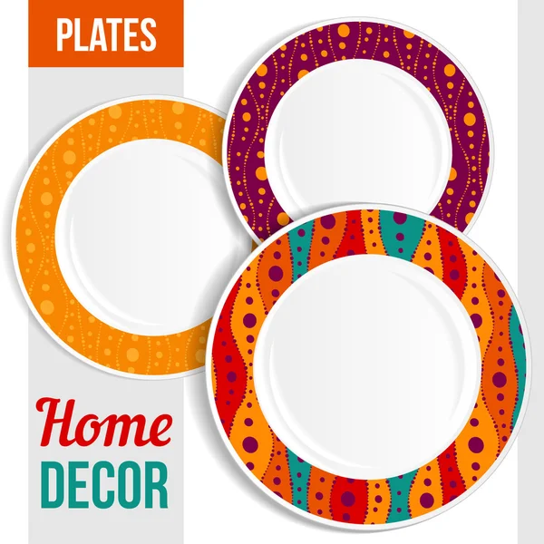 Set of decorative plates. — Stock Vector