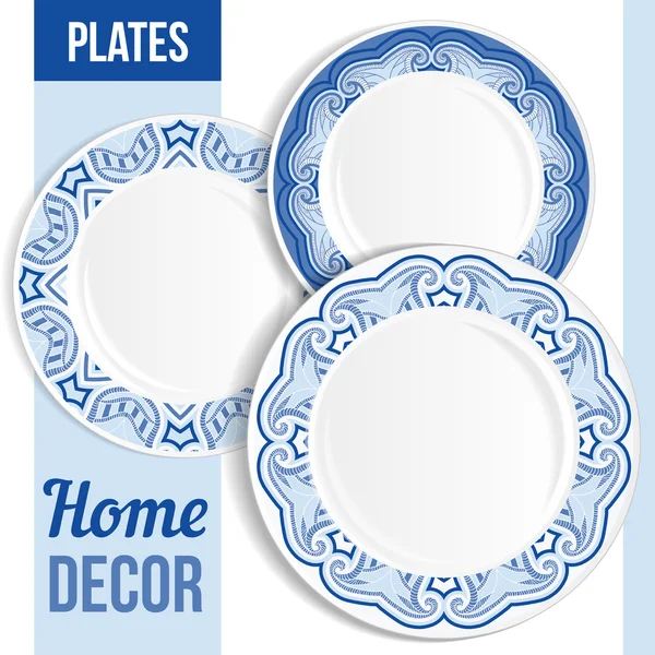 Set of decorative plates. — Stock Vector