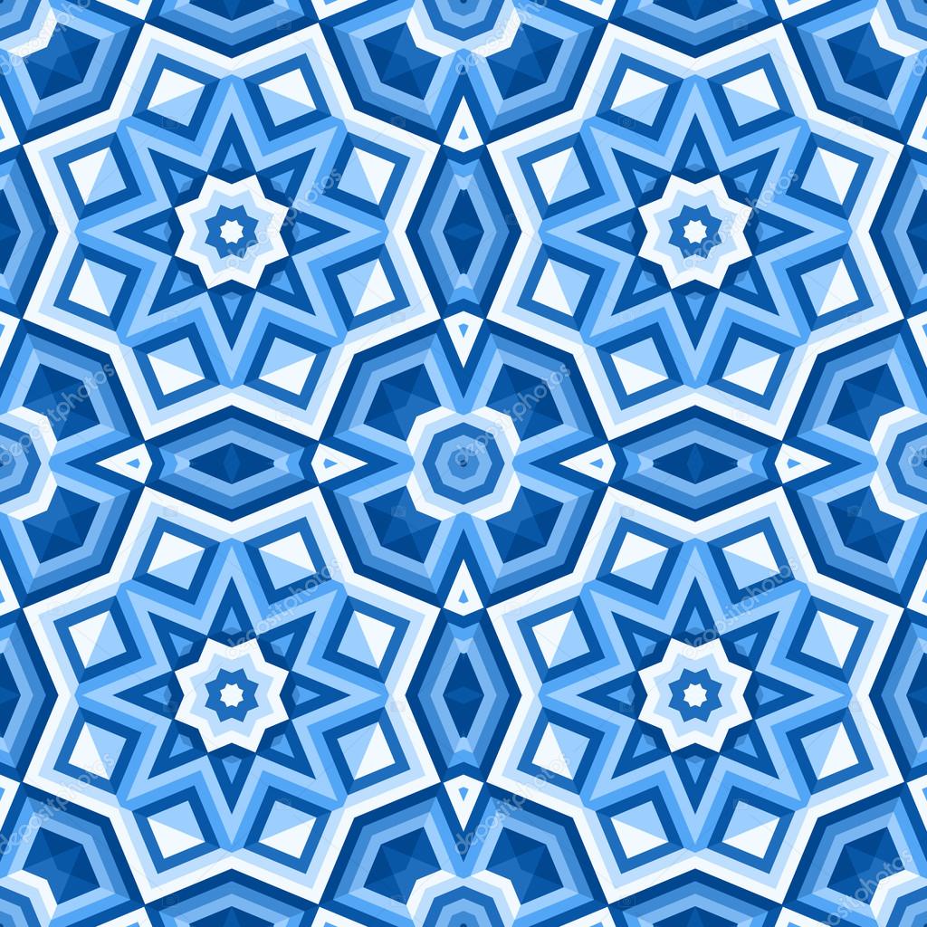 Patterned floor tiles in blue colors