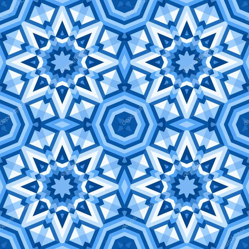 Patterned floor tiles in blue colors