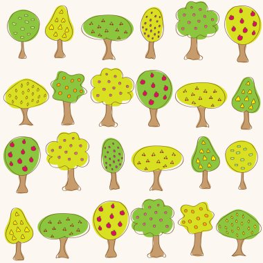 Farklı meyve ağaçları ile Bahçe desen