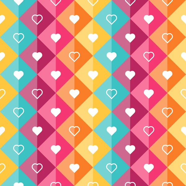 Pattern - diamond shaped elements and hearts — Stock Vector