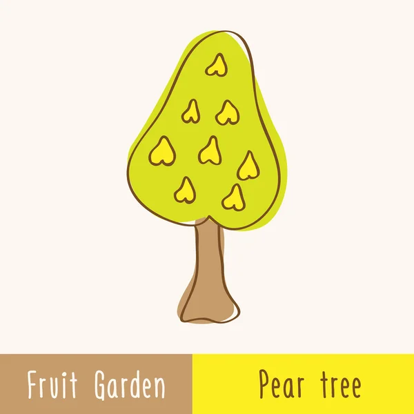 Árboles frutales de jardín - solo árbol de pera — Archivo Imágenes Vectoriales