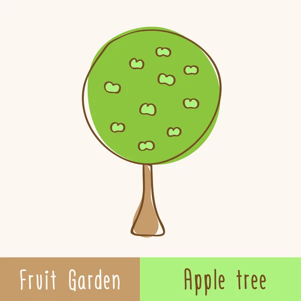 Tuin fruitbomen - single appelboom — Stockvector