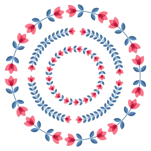 Set of design elements - round floral frames — Stock Vector