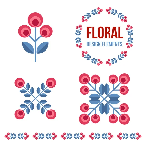 Set of design elements - retro flowers — Stock Vector