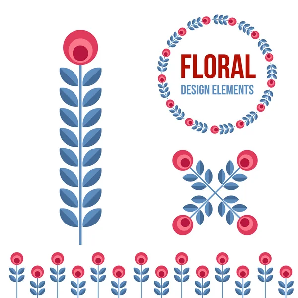 Set of design elements - retro flowers — Stock Vector