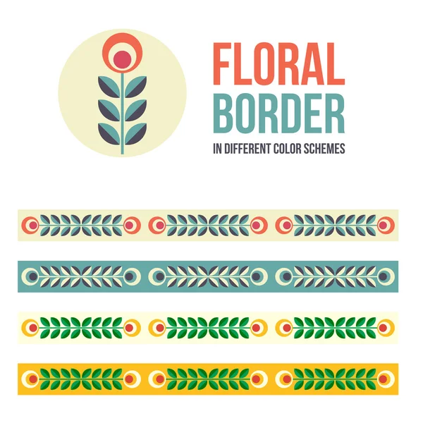 Conjunto de elementos de diseño - bordes florales — Vector de stock