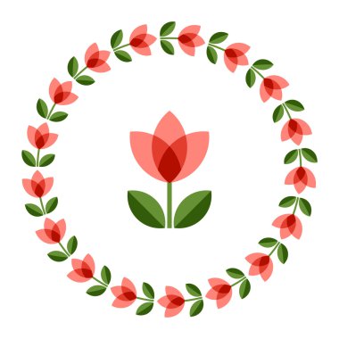 Tasarım öğeleri - yuvarlak çerçeve çiçek ve İskandinav çiçek