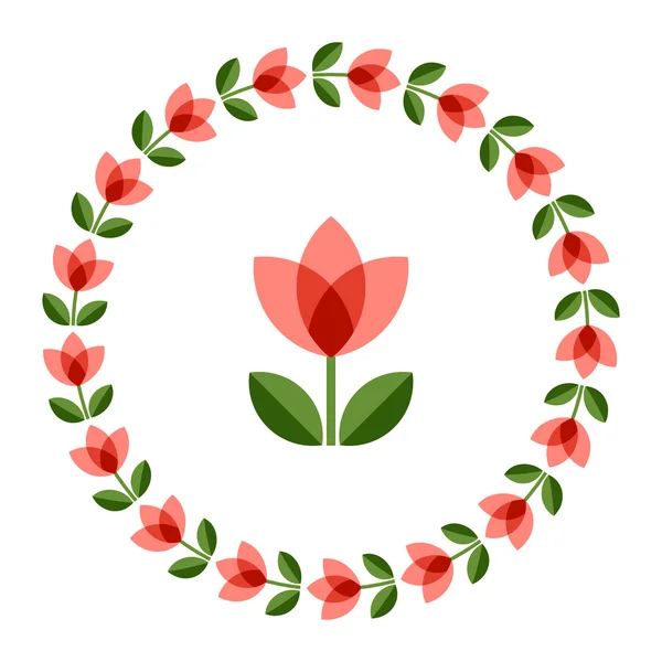 Elementos de design - armação floral redonda e flor escandinava — Vetor de Stock