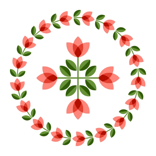 Design elements - round floral frame and scandinavian flower — Stock Vector