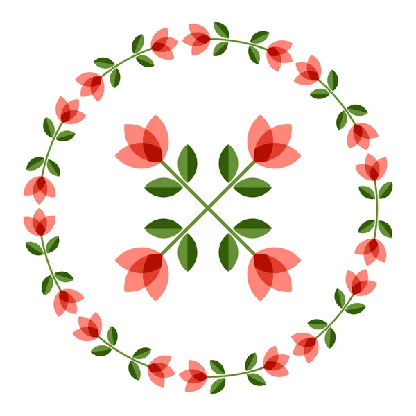 Design elements - round floral frame and scandinavian flower — Stock Vector