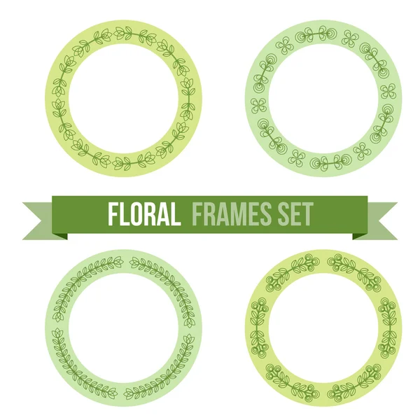 Set elemen desain - frame bunga bulat - Stok Vektor