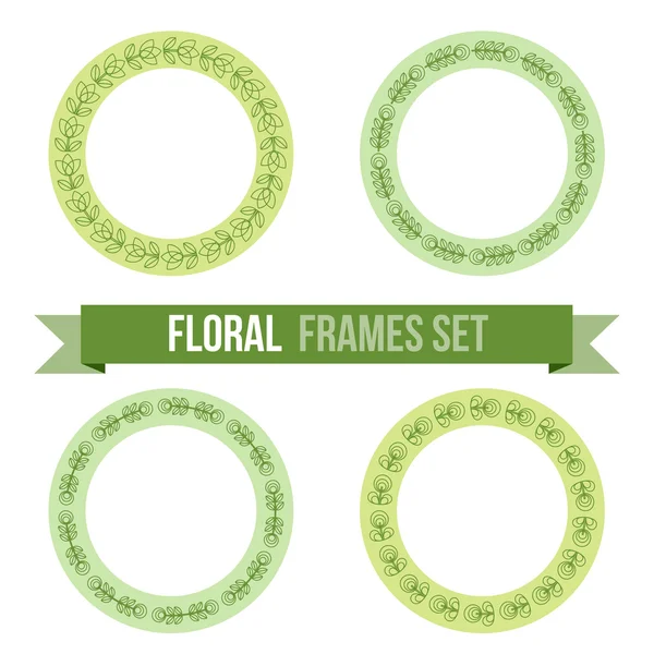 Conjunto de elementos de diseño - marcos florales redondos — Vector de stock