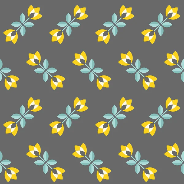 Patrón floral retro, flores geométricas sin costura — Vector de stock