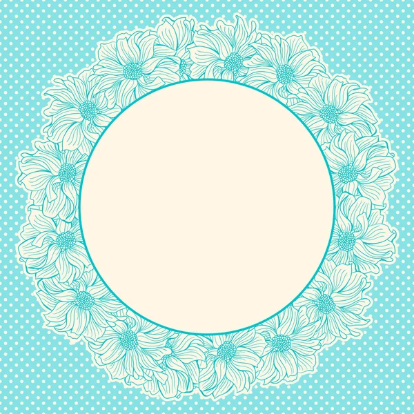 Tarjeta de felicitación con corona de flores dibujadas a mano — Vector de stock