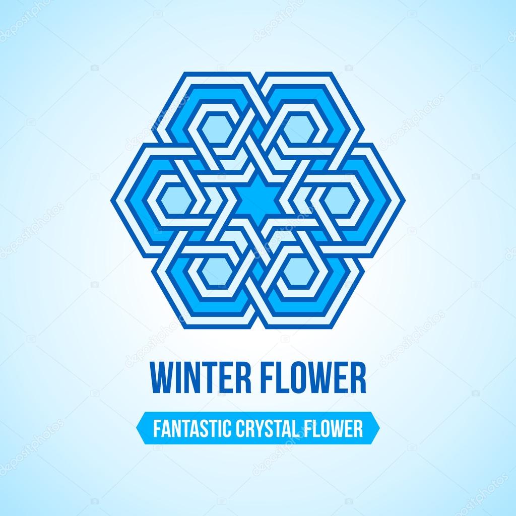Fantastic flower icon with tangled modern pattern design elements, based on traditional oriental arabic patterns. Vector illustration. Plain colors - easy to recolor.