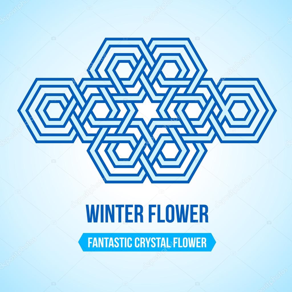 Fantastic flower icon with tangled modern pattern design elements, based on traditional oriental arabic patterns. Vector illustration. Plain colors - easy to recolor.