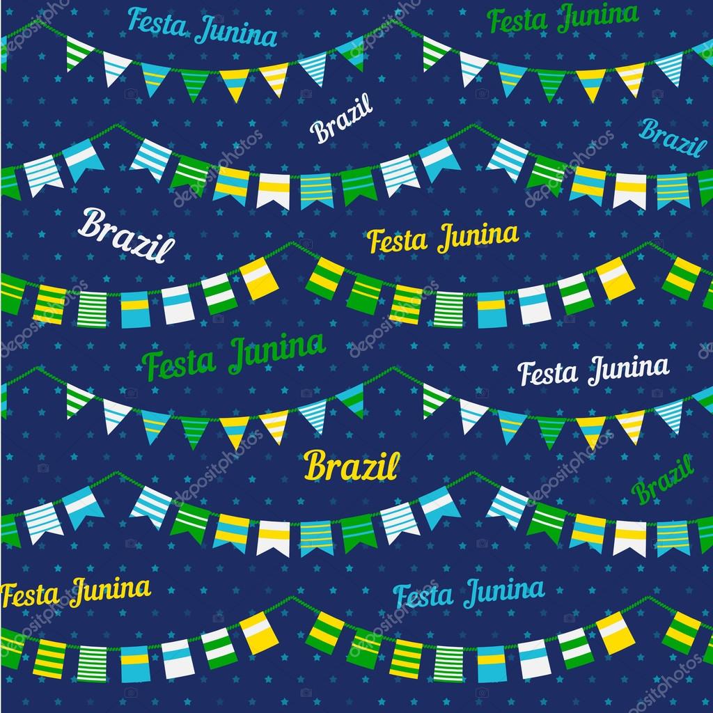 Festa Junina illustration - traditional Brazil june festival party - Midsummer holiday. Vector illustration. Seamless pattern
