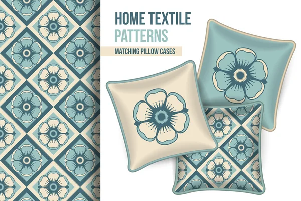 Patrón y conjunto de almohadas decorativas — Archivo Imágenes Vectoriales