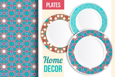 Pattern and set of decorative plates.