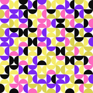 Acımasızlık mozaiği, Geometrik Yarım Daireler Canlı renkli döşeme deseni, kusursuz arka plan vektörü