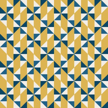 Geometrik duyarlılık estetiği, renk bloğu tessellasyonu modern dikişsiz vektör kalıpları. Tarafsız retro renkler. Kumaş koleksiyonu ve duvar kağıtları için tekrarlanabilir tasarım,