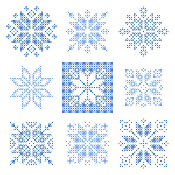 Cross stitch snowflakes pattern, Scandinavian