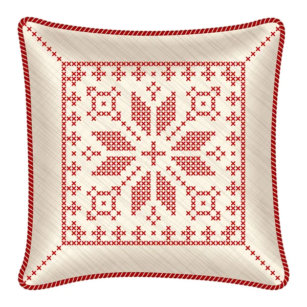 Рождественская вышитая подушка — стоковый вектор