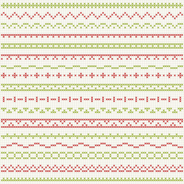 Вышивка с поперечным стежком - набор границ
