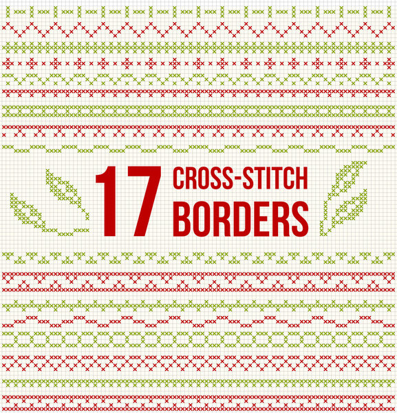 Cross-stitch embroidery - set of borders